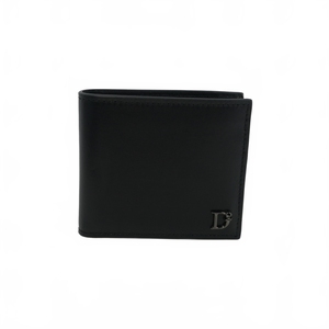 未使用品 ディースクエアード DSQUARED2 22AW D2 STATEMENT WALLET メタルロゴ レザー ウォレット 二つ折り財布 黒 ブラック S82WA0030