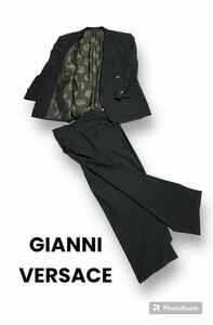 rrkk2847 ヴェルサーチ GIANNI VERSACE ダブル メンズスーツ シルク ウール MADE INITALY 