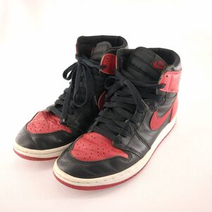 ★ ナイキ エアジョーダン1 130207-061 スニーカー NIKE AIR JORDAN 1 BRED 94年製 25CM 中古 古着 ◆3114/高洲店