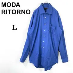 【MODA RITORNO】メンズ長袖シャツ ワイシャツ ビジネス ブルー  L