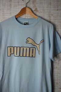 ☆USA製 ビッグサイズ US古着 80～90年代 90s Puma プーマ ヴィンテージ レトロ プリント Tシャツ 水色ブルー【XL】コットンポリ　◆3146◆