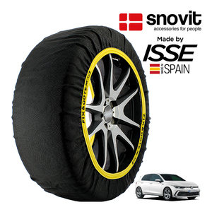 snovit正規品 ISSE製造 ワーゲン ゴルフ TDI Rライン 3DA-CDDTT 225/45R17 17インチ フロント スノーソックス 布製 タイヤ チェーン 非金属