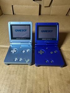 1円スタート( 動作確認済み）任天堂 ゲームボーイアドバンスSP 2台 AGS-001 / （本体のみ）スカイブルー、ダークブルー