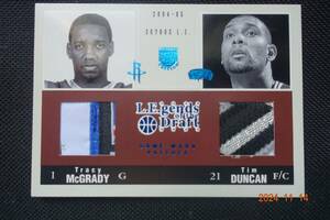 Tracy McGrady/Tim Duncan 2004-05 SkyBox L.E . Legend of the Draft Jerseys Patches Dual #08/10