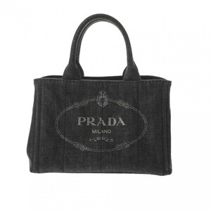 PRADA プラダ カナパ ミニ ブラック 1BG439 レディース デニム ハンドバッグ ABランク 中古 銀蔵