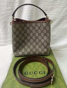 極美品 GUCCI グッチ Emblem ミニ バケツ ショルダーバッグ ハンドバッグ