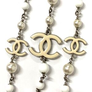 CHANEL シャネル ネックレス ココマーク ロゴ フェイクパール C19C ヴィンテージ アクセサリー 現状品 o4