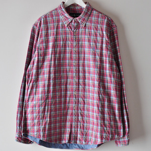 Polo Ralph Lauren ダブルフェイス コットン BDシャツ ジャケット ピンク チェック XL / ヴィンテージ USA トラッド ポロ ラルフローレン