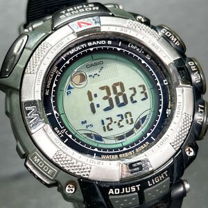 美品 CASIO カシオ PROTREK プロトレック 腕時計 PRW-1500J-1 電波ソーラー タフソーラー マルチバンド5 デジタル ラウンド 動作確認済