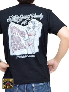 フラッグガールインクジェット半袖Tシャツ◆NativeGangFamily ブラックMサイズ NGF37-592 バイカー ネイティブギャングファミリー