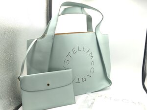 美品 Stella McCartney ステラ マッカートニー サークルロゴ トートバッグ ポーチ付き クラウドブルー 約13万