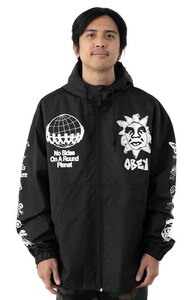 OBEY (オベイ) ナイロンジャケット ウィンドブレーカー マウンテンパーカー Bad Behavior Jacket Black ブラック (L)