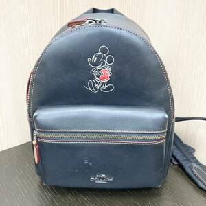 9276　COACH　コーチ　F59837　Disney　ミッキー　リュック　ミニリュック　黒　レディース　使用感中