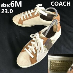 COACH/コーチ★キャンバス&レザーシューズ/スニーカー【size:6/23.0/beige/ベージュ】sneakers/Shoes/trainers◆sD-059