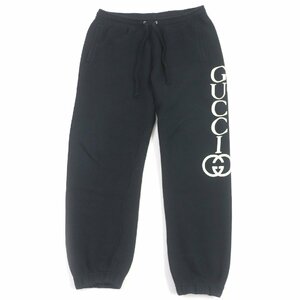 【ドンドン見直し】良品□GUCCI グッチ 497252 GGロゴプリント スウェットパンツ ジョガーパンツ ブラック L イタリア製 正規品