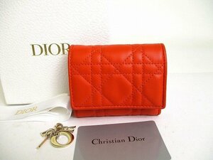 【未使用】 クリスチャン ディオール Christian Dior カナージュ レザー ロータスウォレット 3つ折り財布 コンパクトウォレット