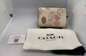 BR-64【未使用に近い・現状品】COACH コーチ/キスロックミディアムウォレット/フローラルプリント