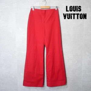 良品 Louis Vuitton ルイヴィトン サイズ42 ワイドパンツ フレアパンツ ストレッチあり レッド 赤