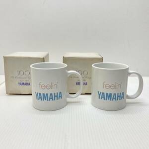 YAMAHA ヤマハ 1887 1987 100周年 マグカップ ホワイト 2個 ペア ノベルティ 非売品 コレクション 昭和 レトロ 箱付 未使用