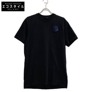 MONCLER モンクレール 23年 ブラック クラシックネイビーパッチ 半袖 Tシャツ ブラック L トップス コットン メンズ 中古