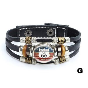 ルート66 ブレスレット メンズ レディース ハーレーダビッドソン ハーレー バイカー オシャレ 合皮レザー アクセ Route 66 Gタイプ