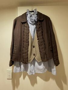 J.crew Jクルー　フリルカラーシャツ　ウールジレ　リネンジャケット