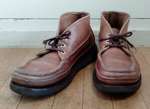 ★格安★RUSSELL MOCCASIN/ラッセルモカシン★チャッカブーツ★茶・BR/25cm位 US7★USA製★ヴィンテージ★革・レザー★即決★美品★中古 