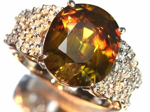 IKL12114SS【1円～】新品【RK宝石】《Sphene》極上スフェーン 特大8.73ct!! 極上ダイヤモンド 総計0.524ct Pt900 超高級リング ダイヤ