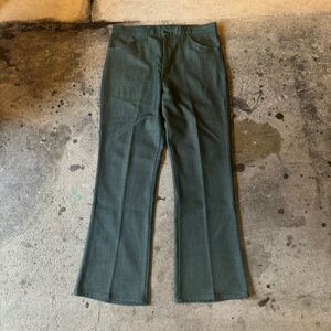 70s Sears USA製 ポリエステルパンツ usa vintage グリーン スラックス パンツ ヴィンテージ スタプレ フレア ブーツカット W86cm