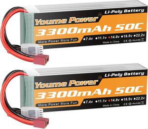 Youme 4S 3300mah 14.8V Lipoバッテリーパック50C RCヘリコプター飛行機ボートクアッドコプター用Tプラ