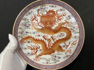 中国陶磁器　赤絵　粉彩　龍文　染付 皿 時代物　中国美術　骨董品 唐物