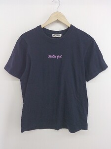 ◇ MILKFED. ミルクフェド 刺繍 半袖 Tシャツ カットソー サイズM ネイビー レディース P