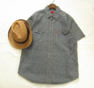 Levi´s RED TAB リーバイス レッドタブ メンズ M ☆ DENIM 半袖シャツ デニム ワークシャツ MEDIUM ウエスタン ☆ ブルー系