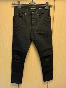 正規 20SS Saint Laurent Paris サンローランパリ D14 M / SL - LW スリム ローウエスト ボタンフライ デニムパンツ 黒 28 534353 YF899