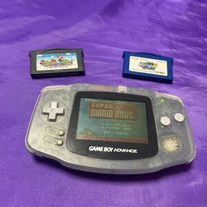 【中古良品】GBA ゲームボーイアドバンス AGB-001 クリアニンテンドー 任天堂 ミルキーブルー　人気ソフトx4