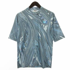 アバハウス ABAHOUSE AH Tシャツ 半袖 総柄 ブルー 240729E メンズ