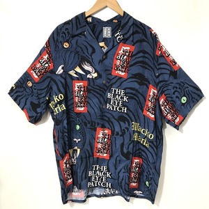 WACKO MARIA HAWAIIAN SHIRT ハワイアンシャツ オープンカラー 虎 トラ タイガー古着 XXLサイズ ネイビー ワコマリア トップス A10649◆