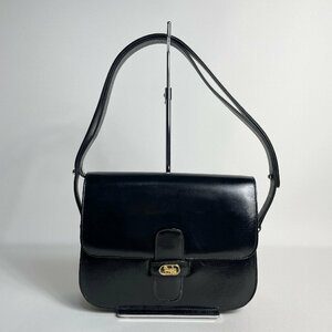 ◆1円~｜2410-18｜CELINE セリーヌ 2WAY ショルダーバッグ 本革 レザー ブラック 馬車金具