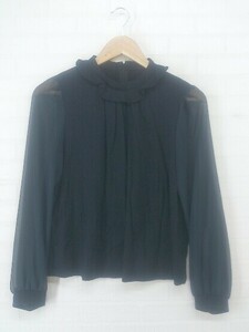 ◇ franche lippee フランシュリッペ 切替 シアースリーブ 長袖 ブラウス サイズ M ネイビー レディース P