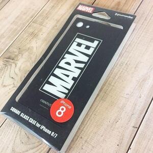 MV130B 硬質ガラス素材 スマホケース MARVEL マーベル 黒 ブラック iPhone8 / iPhone7 兼用サイズ /外箱スリ傷特価/ 4560485623171