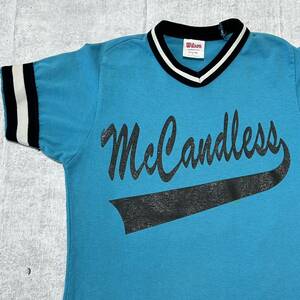 90s USA製 WILSON ベースボール Vネック Tシャツ ウィルソン　　マッカンドレス McCANDRESS キッズ ボーイズ アメリカ製 玉10275