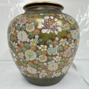 L826-C4-2050 九谷焼 洋山 花瓶 花器 花入 フラワーベース 壺 金彩 陶器 青粒 約口径13.5×高さ26cm ⑨