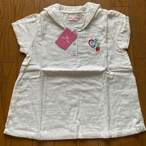 SALE 新品　マッカ　セーラー風カットソー　130 白 刺繍 半袖 シャツ