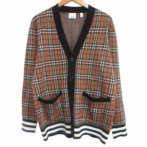 バーバリー ロンドン BURBERRY LONDON ウール カーディガン ボレロ ノバチェック フロントポケット 茶 黒 白 XSサイズ IBO64