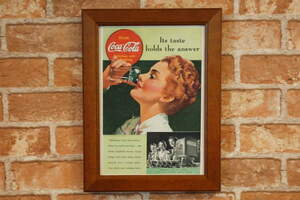 コカコーラ 女性イラスト ミニポスター 複製広告 B5フレーム付き ◆ グラス COKE FB5-44