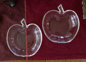 1950年代 ヘーゼルアトラス アップル ボウル 小サイズ 2個 クリア りんご スナックボウル デザート トリンケット トレイ 菓子器 リンゴ