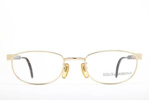 デッドストック DOLCE & GABBANA DG 106 805 51-20 イタリア製 メガネ サングラス フレーム バネ蝶番 ゴールド ヴィンテージ