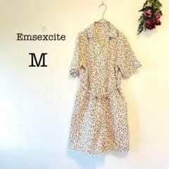 1261【Emsexcite】半袖ショートパンツサロペット(M)シフォン　花柄