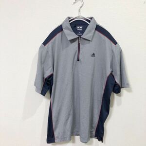 ★アディダス ゴルフ adidas GOLF 半袖ポロシャツ ハーフジップ Lサイズ グレー系