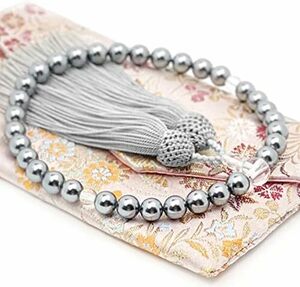 女性用黒貝パール 頭付房西陣織 数珠袋付き全ての宗派で使える 数珠 じゅず 女性 念珠 手作り